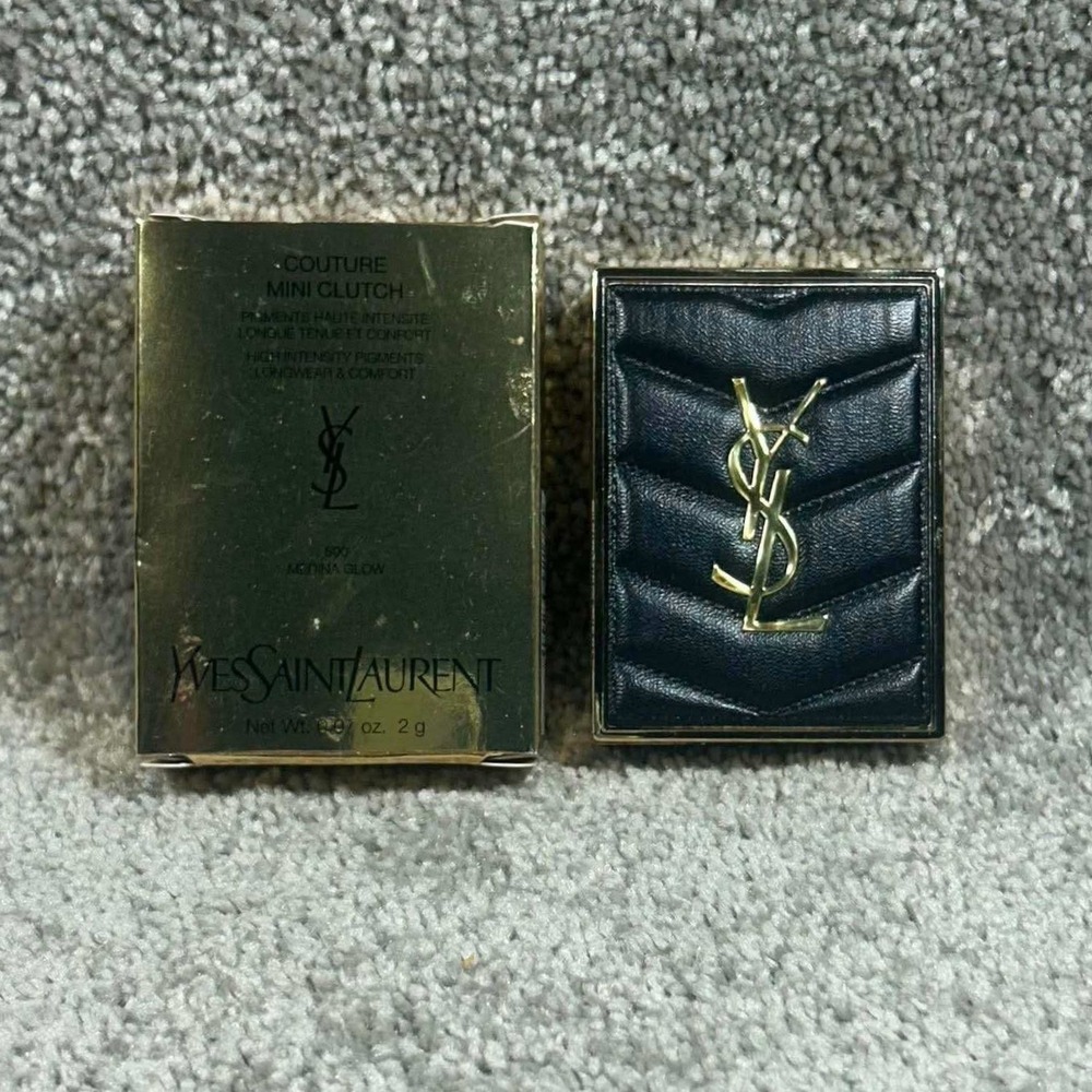 Yves Saint Laurent Black and Gold Mini Clutch Eyeshadow Compact